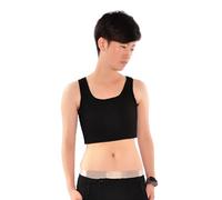 BaronHong Trans Lesbian Tomboy Elastic Band Cotton Underwear Chest Binder Tank Top(black,L)