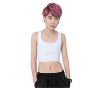 BaronHong Trans Lesbian Tomboy Middle Zipper Chest Binder Tank Top Corset (white,M)
