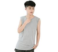 BaronHong Wide Shoulder Long Tank Top Cotton Chest Binder for Tomboy Trans Lesbian(Gray,2XL)