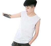 BaronHong Wide Shoulder Long Tank Top Cotton Chest Binder for Tomboy Trans Lesbian(White,M)
