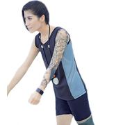 BaronHong Women Lesbian Tomboy Zip Up Chest Binder Quick-Drying Swimwear Vest Tank Top+Swimming Pants(Black,L)