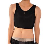 BaronHong Women Lesbian Tomboy Zip Up Tank Top Vest Chest Binder Stronger Bandage(Black,S)