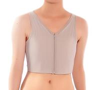 BaronHong Women Lesbian Tomboy Zip Up Tank Top Vest Chest Binder Stronger Bandage(Gray,S)