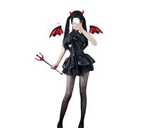BaronHong Women's Cosplay Costume Little Devil Pure Desire Dress Sexy Sleeveless Perspective Mesh Short Dress