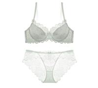 BaronHong Women's Lace Bra Set Sexy Lingerie Bra Panties Push Up Underwire Bra(White,75C)