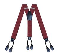 BaronHong Y Braces for Men 1.4" Button Down Heavy Duty Large Long Adjustable Elastic Braces, Burgundy Check, M