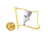 Baroque Architecture Building Watercolor Painting Golden Metal Flag Lapel Pin Badge