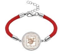 Baroque Art Flower Frame Modern Pattern Lucky Red String Bracelet Rope Bracelet Handmade