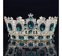 Baroque Big Tiara Crown Rhinestone Crystal Large Diadem Bridal Wedding Hair Jewelry Tiaras And Crowns Headdress Hair Ornaments (Color : Silver Blue, Size : Crown)
