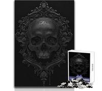 Baroque Black Skull Puzzle for Adults 1000 Pieces Focus Building Educational Activity for Festive Occasions Size 38x26cm