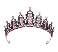 Baroque Black Tiaras for Women Birthday Crown Princess Halloween Crowns Pink Rhinestone Girls Hairbands Prom Party Accessories Wedding Bridal Hairpiece Royal Queen Costume