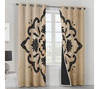 Baroque Blackout Curtains for Living Room Bedroom, Victoria Damascus Damask Eyelet Thermal Window Treatments 72 Drop - 2 Panels 66 x 72 Inch, Home Decor pw&61
