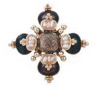 Baroque Cross Freshwater Pearl Brooch - Retro Enamel Corsage Pin for Unisex Stylish