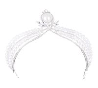 Baroque Crown Headdress Pearl Elements for Bridal Hairstyles | ABS and Zinc Alloy Build, Secure Wearing Loops, Comfortable All-day Wear, Reusable for Formal Events