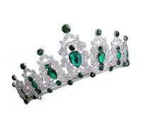 Baroque Crown Women Headwear in Green Alloy Rhinestone Tiara | Vintage Royal Accessory, Stage-ready for Queens and Prom Queens, Reusable for Pageant Gowns and Wigs