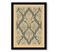 Baroque Damask Vintage Framed Wall Art Print A1 (84.1×59.4cm) Black, Wall Decor for Living Room, Bedroom, Office & Home, Ready to Hang, Art Gift