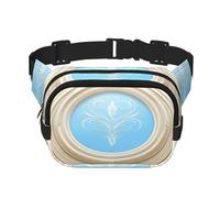 Baroque disk of flowers Square double - layer fanny pack with adjustable shoulder strap - travelling fanny pack - perfect for outdoor sports, Black, One Size