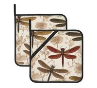 Baroque Dragonfly Prints Square heat-proof pot holders (set of two) 8x8 in : Quality fabrics, Anti-scalding and easy to clean