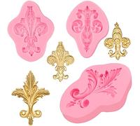 Baroque Embossed Feather Fondant Molds 3 Pcs, European Relief Scroll Chocolate Silicone Molds for Cupcake Toppers, Flower Paste, Mousse, Candy, Sugar Craft, Gum, Dough, Clay Projects, Epoxy Resin