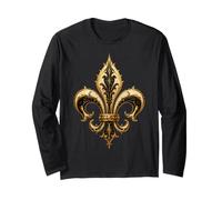 Baroque Fleur De Lis French Heraldic Gothic Ornament Art Long Sleeve T-Shirt