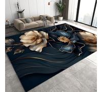 Baroque Floral 120 x 170 cm Large Medium Lounge Rug 3D Modern Art Non Shed Rug Washable Flannel Living Room Floor Carpet Mat for Kids Room Kitchen Q-234