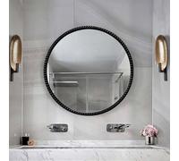 Baroque French Mirror 24" Antique Round Wallwith Beaded e for Entryway Living Room or Dresser (Black 24in/60cm) Classic Home Decor