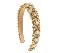 Baroque Full Diamond Headband Shiny Colorful Drill Head Hoop Personalized Hair Accessory, Coffee Color