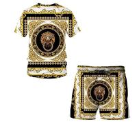 Baroque Gold Chain 3D Print Men's T-Shirt and Beach Board Shorts Set Summer Tracksuit Set 2 Piece Set Outfit