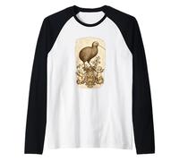 Baroque Kiwi Bird Cherub Etching Raglan Baseball Tee