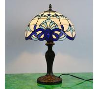 Baroque Lamp, Lamp,Blue Yellow Stained Glass Lamp,Vintage Table Lamp,Office Study Reading Piano Accent Desk Banker Lamp, Bedroom Bedside Lamp,Alloy Base,W 12in H 19in,Beige