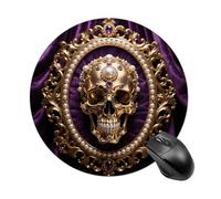 Baroque Metal Skull Mouse Pad Round Laptop Mouse Mat Cute Computer Mousepad Keyboard Pad Non-Slip Desk Pads for Gaming Office Work Home