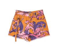 Baroque Orange Denim Shorts with Frayed Edges - female - Versace Jeans Couture - Denim Shorts - Multicolor - W30 - Shorts W30