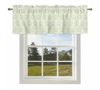 Baroque Pattern Valances for Windows, Green Vintage Abstract Flowers Texture Rod Pocket Valance Short Window Treatments Curtains for Kitchen Bathroom Bedroom Decor, 54 x 18 Inches