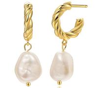 Baroque Pearl Earrings [.925 Sterling Silver] - Vintage/Art Deco/Gala/Evening Wear/Elegant/Ballroom/Bridal, 2.6 cm, Pearl