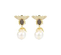 Baroque Pearl Honey Bee Drop Earrings Gold Latelita White One Size