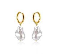 Baroque Pearl Hoop Earrings for Women White Faux Irregular Pearl Pearl Huggie Earrings Classic Vintage Pearl Jewelry, Copper, other