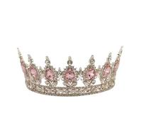 Baroque Queen Crown Colorful Sparkly Rhinestone Wedding Bride Princess Full Round Tiaras Headpieces Easy To Wear(C2)