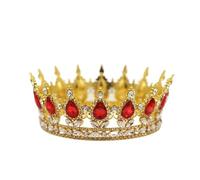 Baroque Queen Crown Colorful Sparkly Rhinestone Wedding Bride Princess Full Round Tiaras Headpieces Easy To Wear(C1)