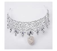 Baroque Queen Crown Headdress Crown with Bridal Crystal Wedding Birthday Music Festival s(Color : Campbell Blue Diamonds, Size : Crown)