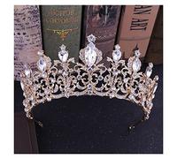 Baroque Queen Crown Headdress Crown with Bridal Crystal Wedding Birthday Music Festival s(Color : Campbell Blue Diamonds, Size : Crown)