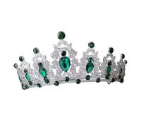 Baroque Queen Crown Tiara with Rhinestone Green Alloy Headwear