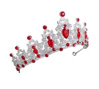 Baroque Red Rhinestone Crown Tiara for Proms Birthdays Elegant Headwear