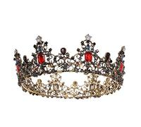 Baroque Retro Princess Headdress Tiara Bridal Crown for Women Crystal Queen Selection Hair Band Party Birthday Hair Accessories (Color : Bronze Round Crown)