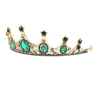 Baroque Rhinestone Crown for Brides, Alloy Green Headpiece | Stable on Hair, Shiny Embellished Design, for Photo Shoots, Christmas Parties, Bridal Veil Styling