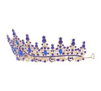 Baroque Rhinestone Crown Headpiece 1pcs Zinc Alloy for Women | Elegant Sapphire Blue Tiara, Bridal and Pageant Wear, Birthday Photo Prop for Celebration Occasions