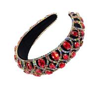 Baroque Rhinestone Headband for Women, Red Statement | Vintage Elegant Sparkle, Comfortable Quick Styling, for Bangs and Medium Hair at Bridal Showers