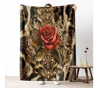 Baroque Rose Blanket for Children, Soft Cozy Animal Print Cowhide Blanket for Girls Boys Luxury Leopard Fluffy Fleece Throw Gifts for Sofa and Bed Decor 200x220 cm