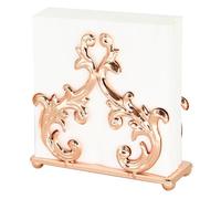 Baroque Rose Gold Napkin Holder - Ornate Electroplated Metal Tabletop Stand for Luxury Dining, Vanity Decor, or Gift