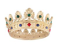 Baroque Royal Crown Men's Metal Prince Hair Crown Full Circle Birthday Party Hair Accessories For Cosplay Prom Pageant Quinceanera (Small Size 6.1" Diameter, Gold With Green Stone)