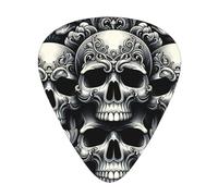 Baroque-Skull-Black 12 Pack Guitar Picks With 3 Thicknesses And Storage Box, Abs Plectrums For Electric Bass Guitar Players